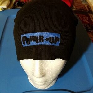 POWER UP Black Knit Cap